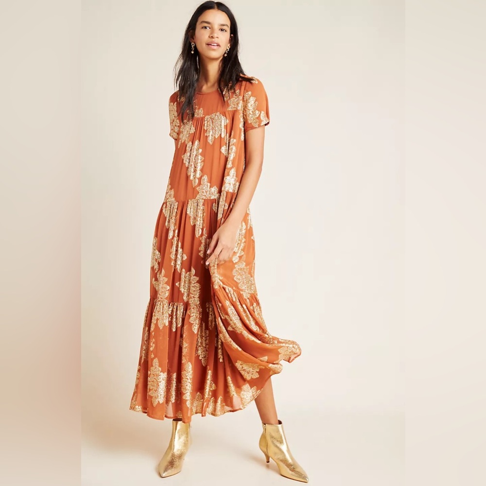Anthropologie Jocasta Tiered Maxi Dress Size M